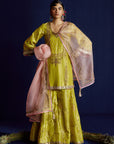 Mastani Yellow Tissue Jaal Gharara Set