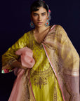 Mastani Yellow Tissue Jaal Gharara Set