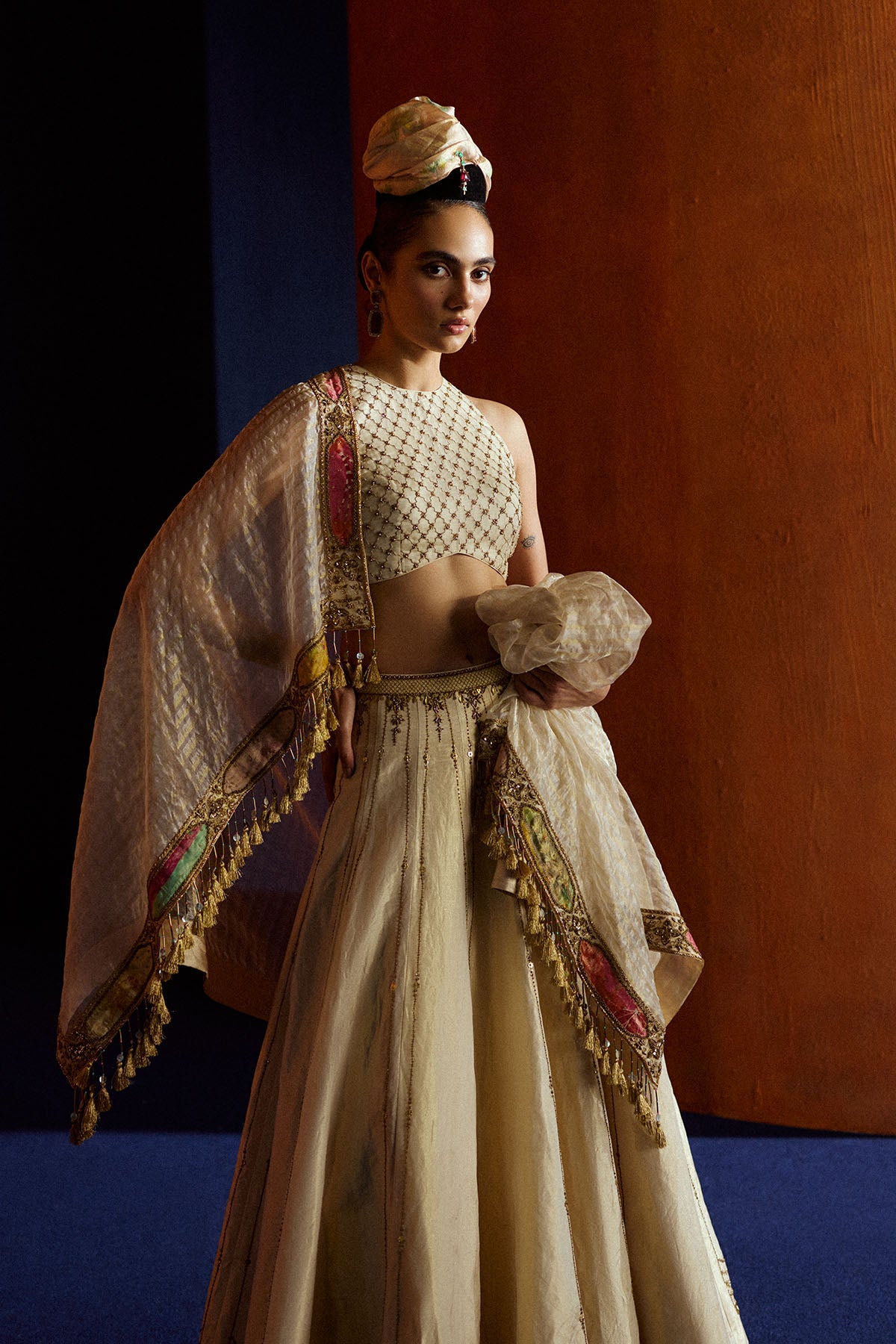Mastani Ivory Maheen Tissue Lehenga Set