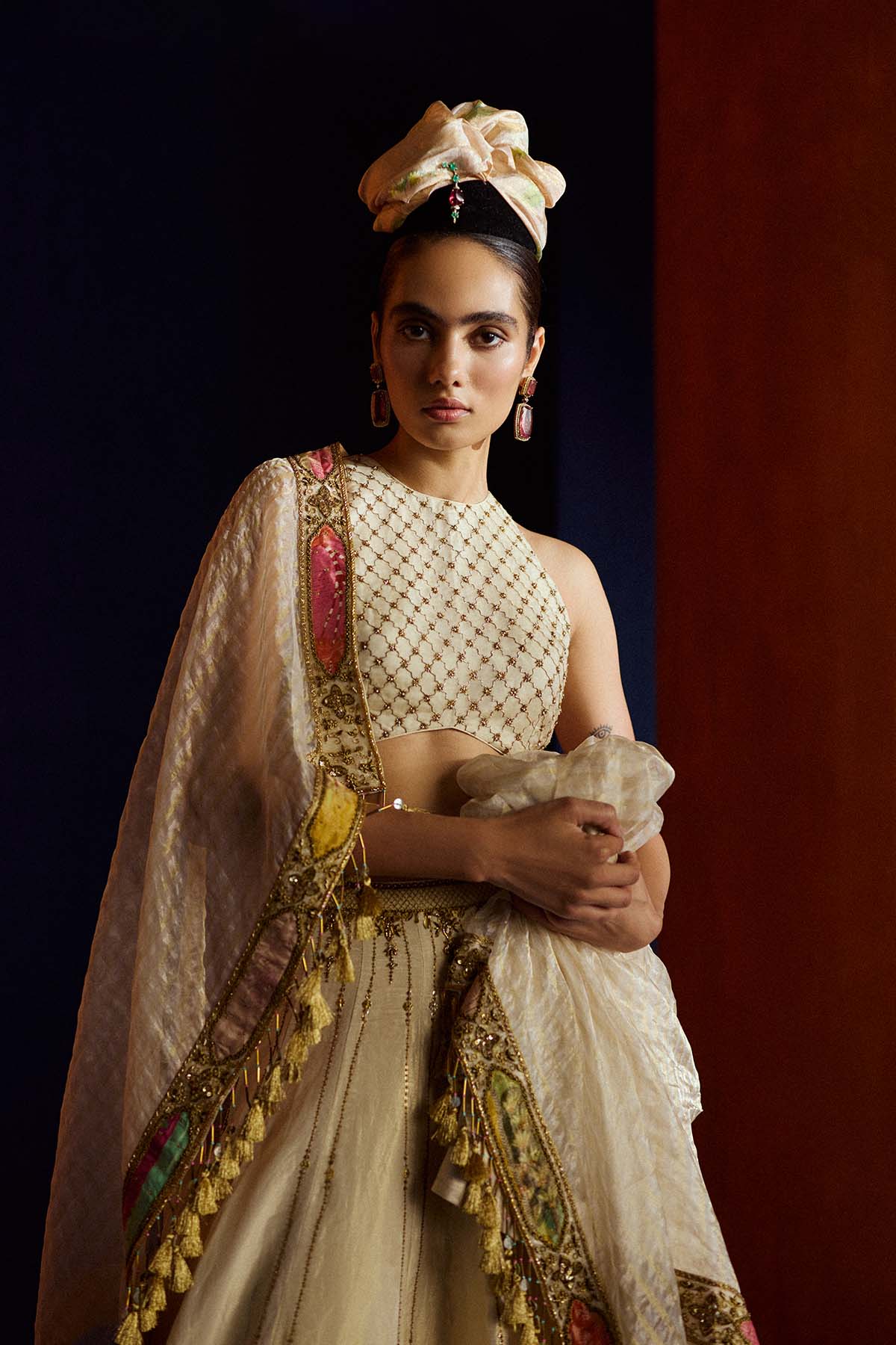 Mastani Ivory Maheen Tissue Lehenga Set