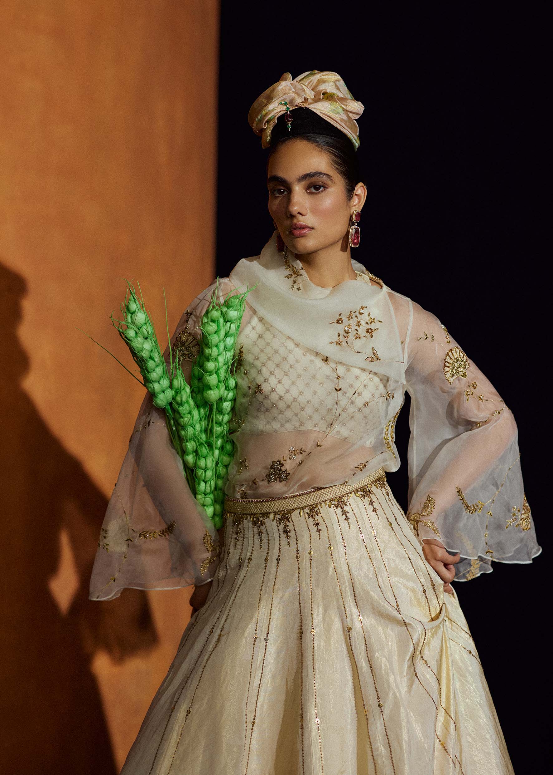 Mastani Ivory Maheen Tissue Lehenga Set