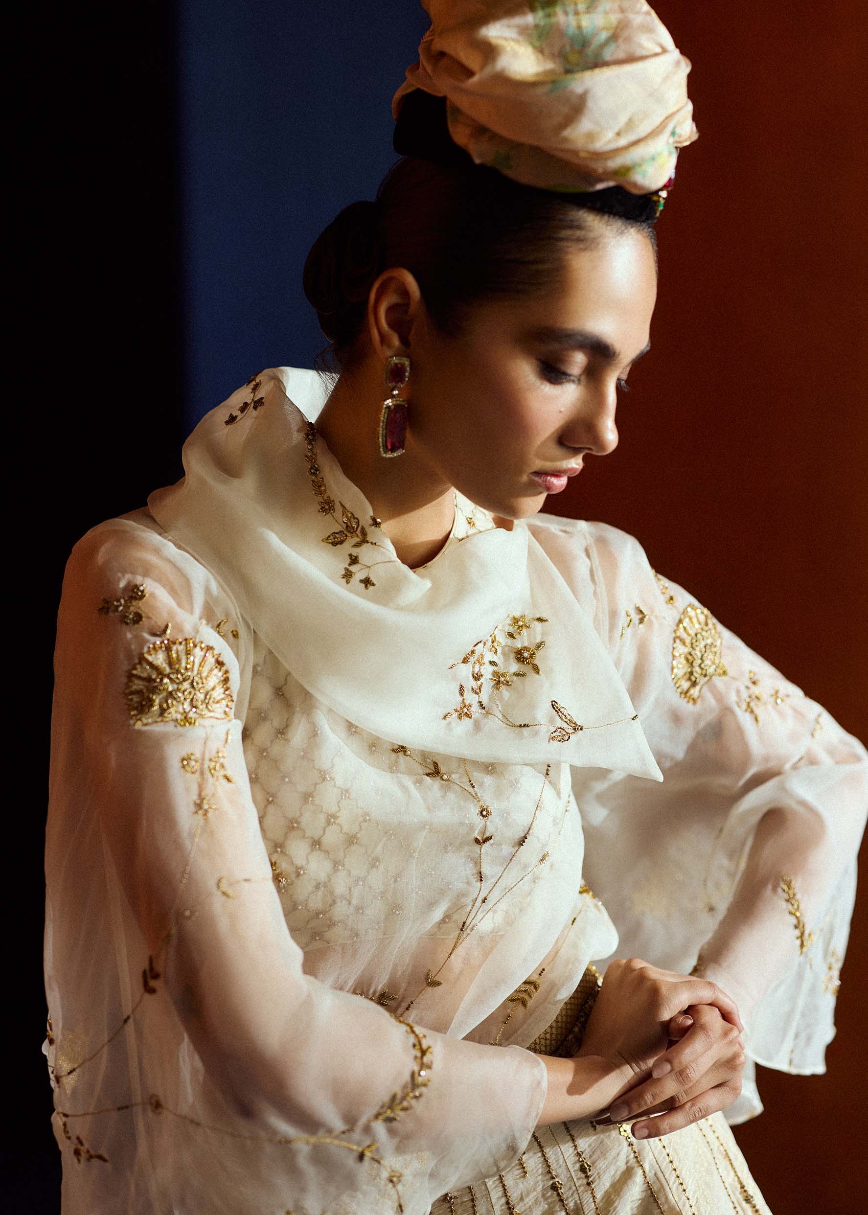 Mastani Ivory Maheen Tissue Lehenga Set