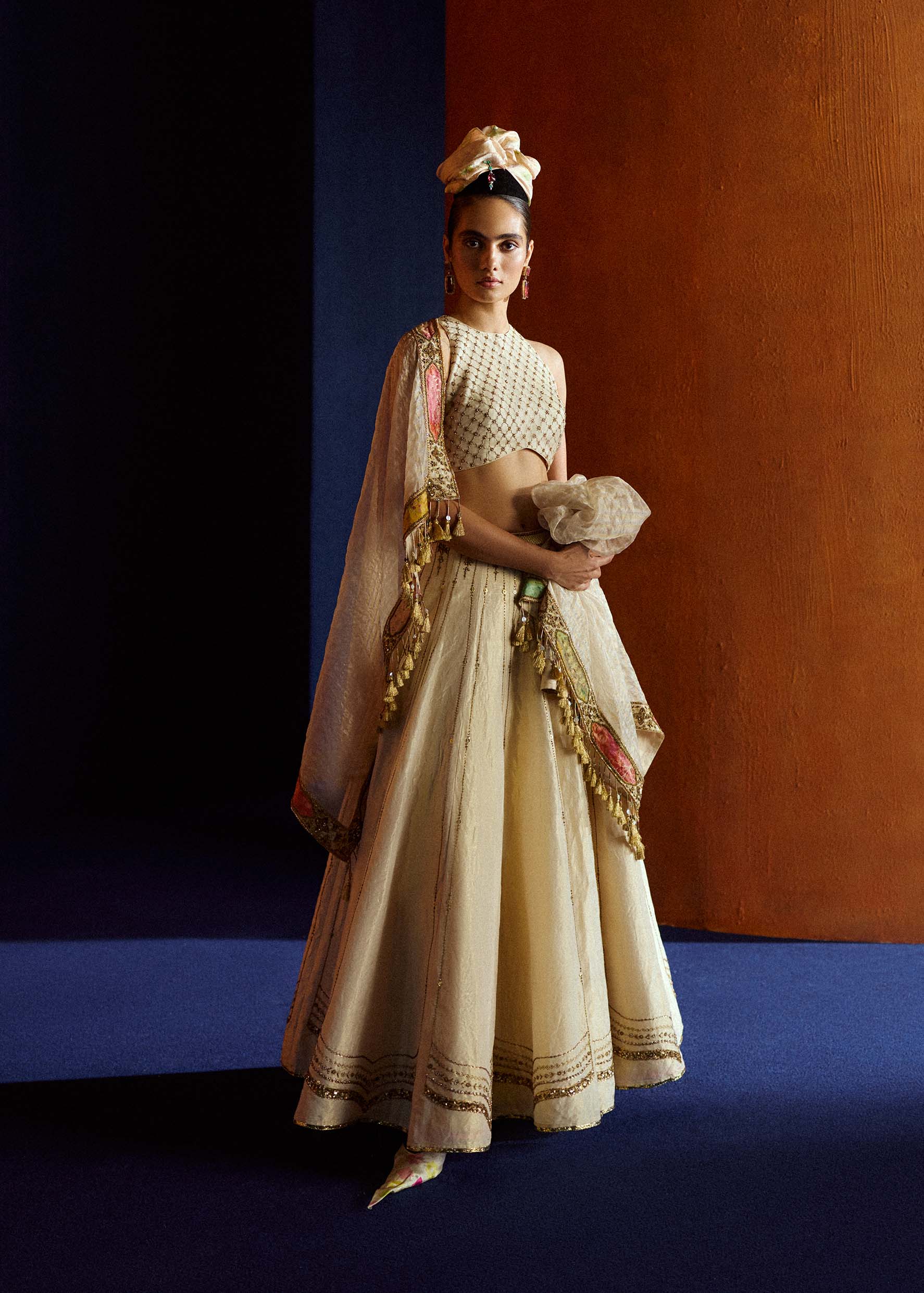 Mastani Ivory Maheen Tissue Lehenga Set
