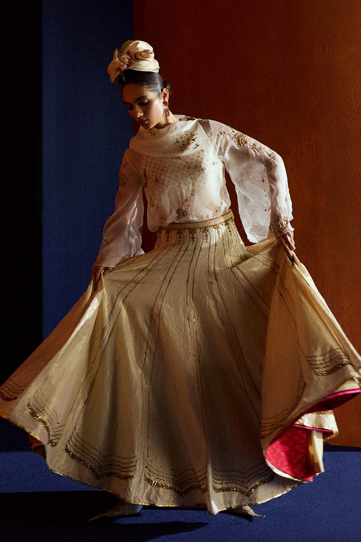 Mastani Ivory Maheen Tissue Lehenga Set