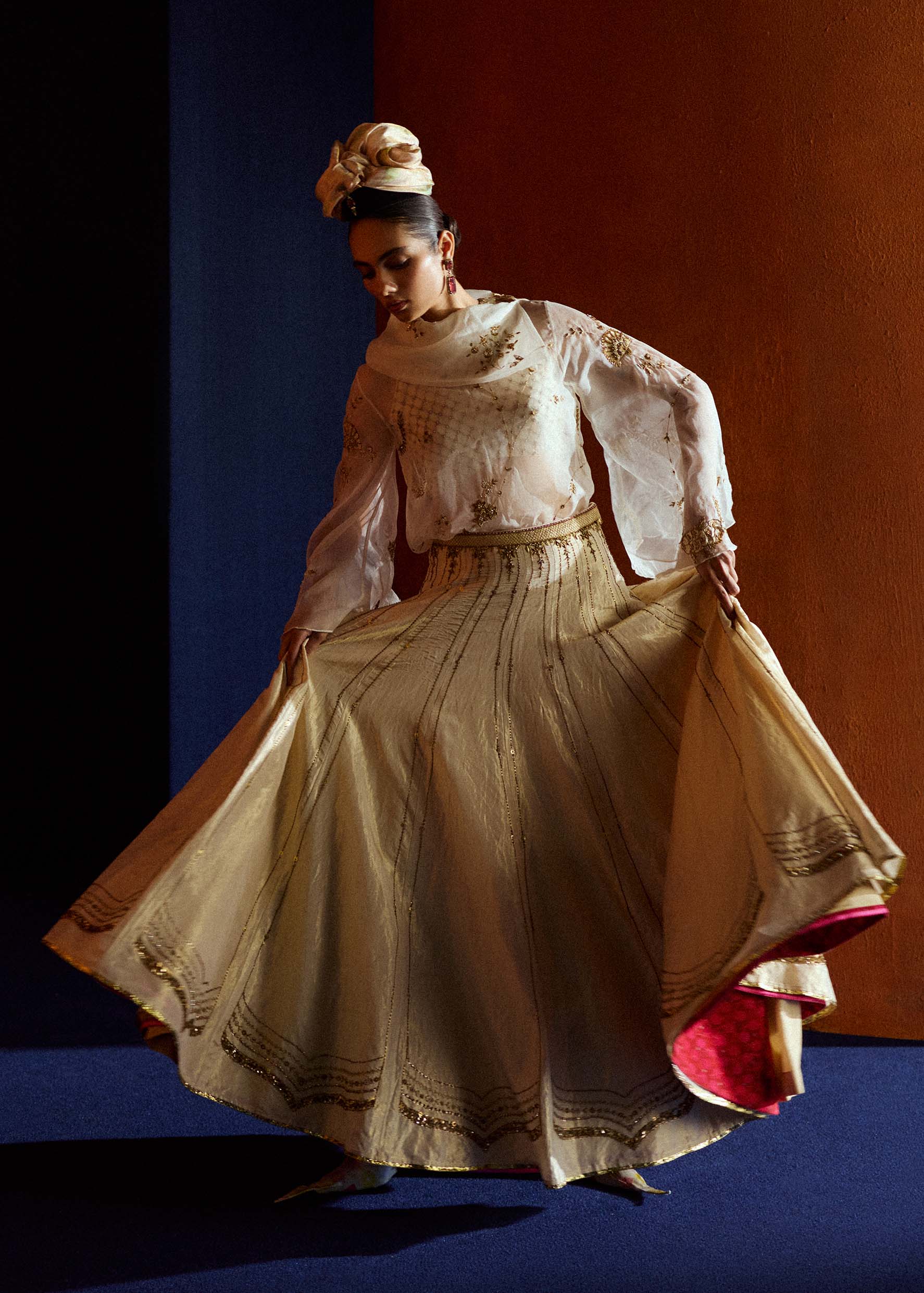 Mastani Ivory Maheen Tissue Lehenga Set