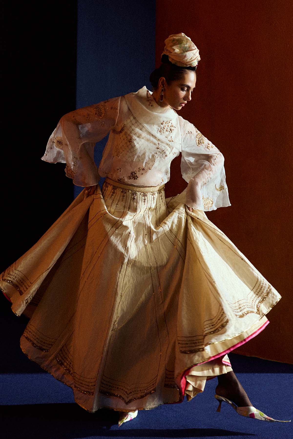 Mastani Ivory Maheen Tissue Lehenga Set