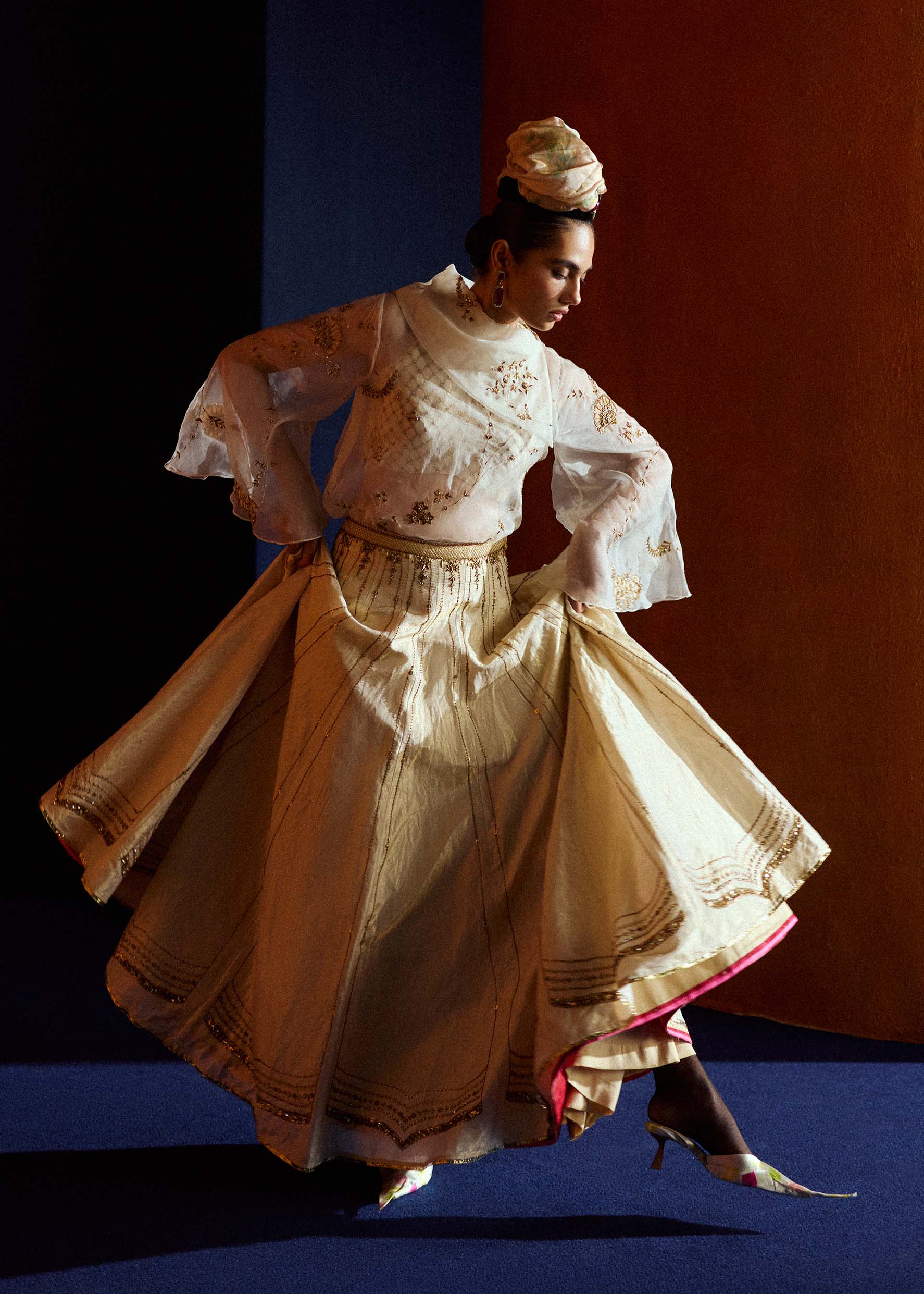Mastani Ivory Maheen Tissue Lehenga Set