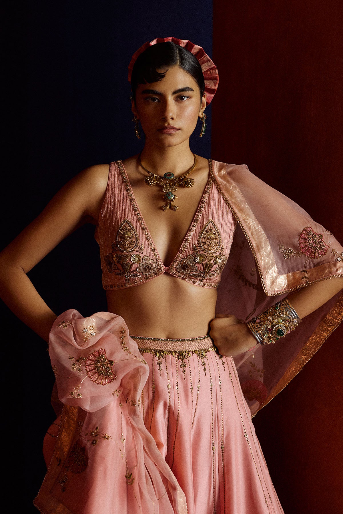 Mastani Pastel Pink Maheen Silk Lehenga Set