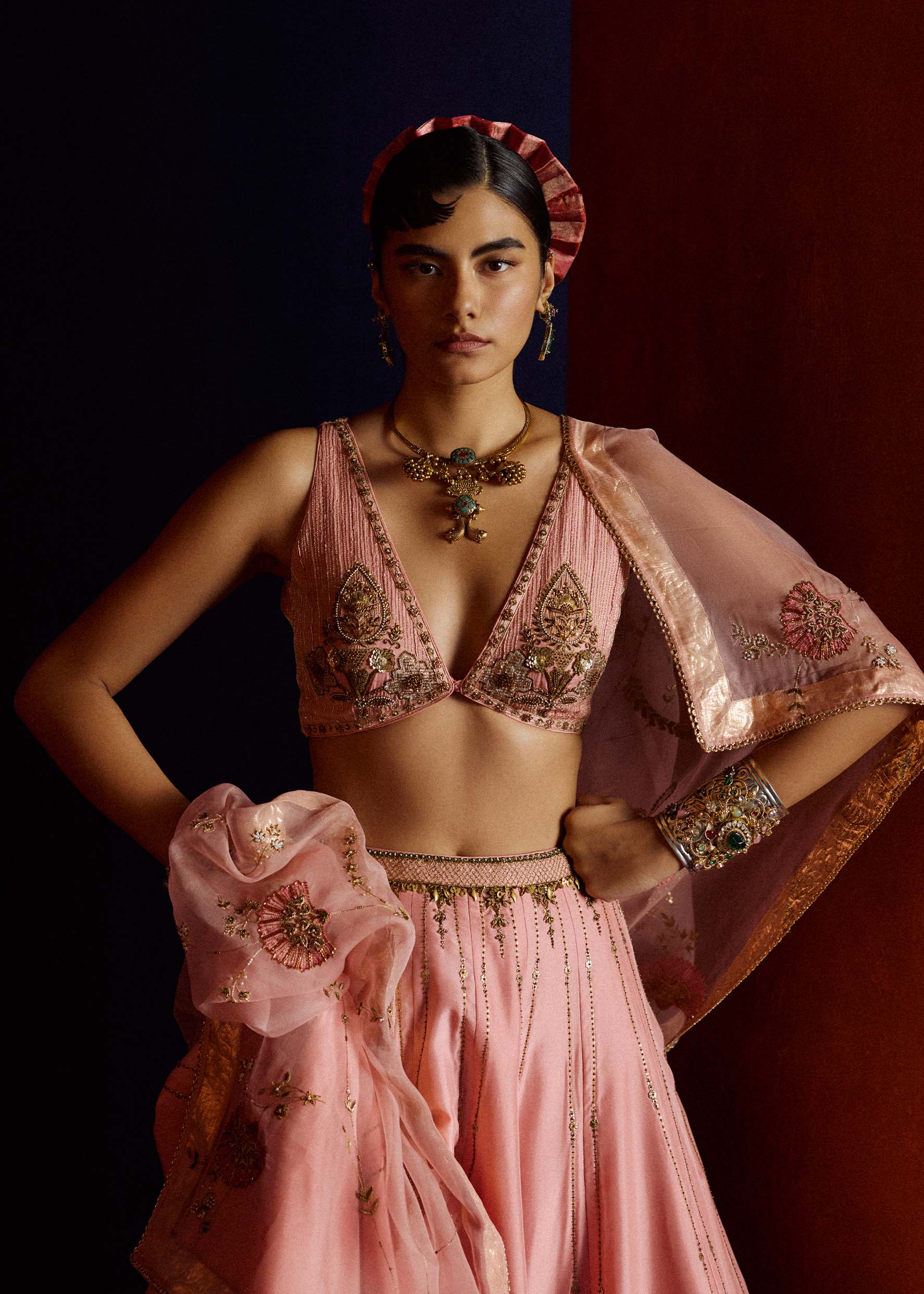 Mastani Pastel Pink Maheen Silk Lehenga Set