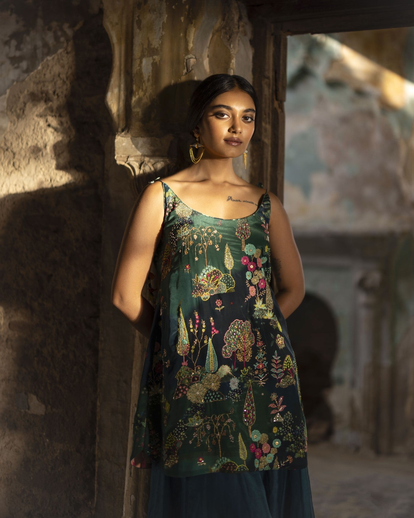 Nadira Teal Sharara Set