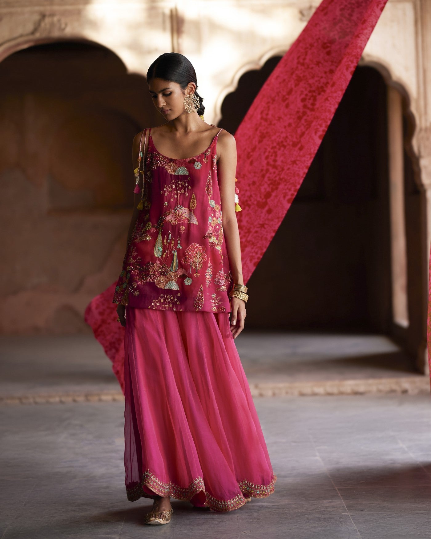 Nadira Magenta Sharara Set