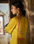 Nadira Lime Yellow Front Puckering Kurta Set