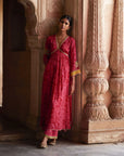 Nadira Hot Pink Tree Bell Sleeve Kurta Set