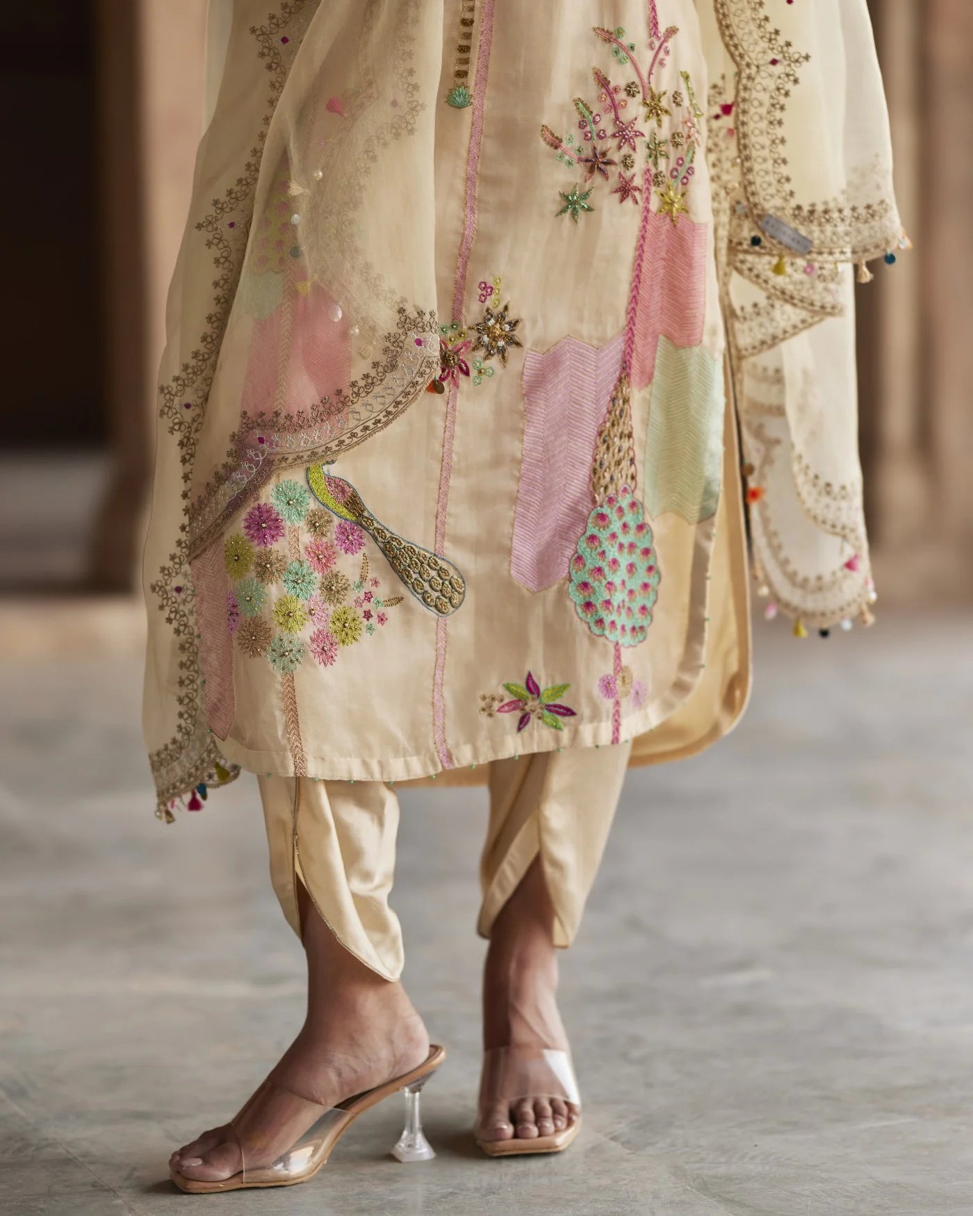 Nadira Ivory Organza Kurta Set