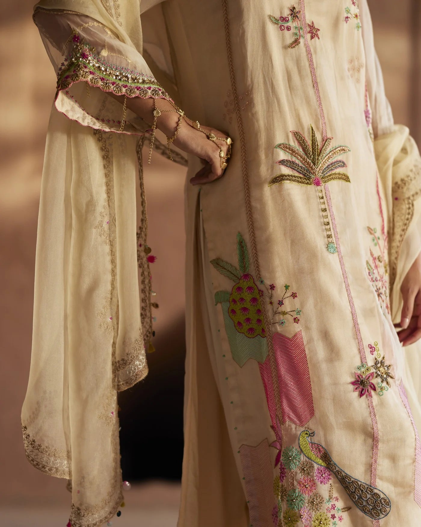 Nadira Ivory Organza Kurta Set