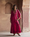 Nadira Hot Pink-Red Shadow Print Kurta Set