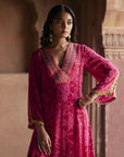 Nadira Hot Pink-Red Shadow Print Kurta Set