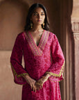 Nadira Hot Pink-Red Shadow Print Kurta Set