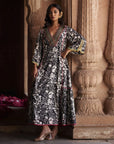 Nadira Black - White Shadow Print Kurta Set