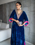 Nadira Blue Velvet Kaftan Kurta Set