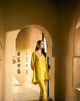 Nisbat Yellow Silk Shirt Co-ord Set