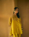 Nisbat Yellow Silk Shirt Co-ord Set