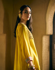 Nisbat Yellow Silk Shirt Co-ord Set