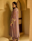 Nisbat Purple Stripe Dori Kurta Set