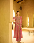 Nisbat Pink Yellow Stripe Dori Kurta Set