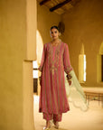Nisbat Pink Yellow Stripe Dori Kurta Set