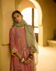 Nisbat Pink Yellow Stripe Dori Kurta Set