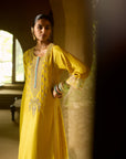 Nisbat Yellow Silk Dori Kurta Set