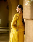 Nisbat Yellow Silk Dori Kurta Set