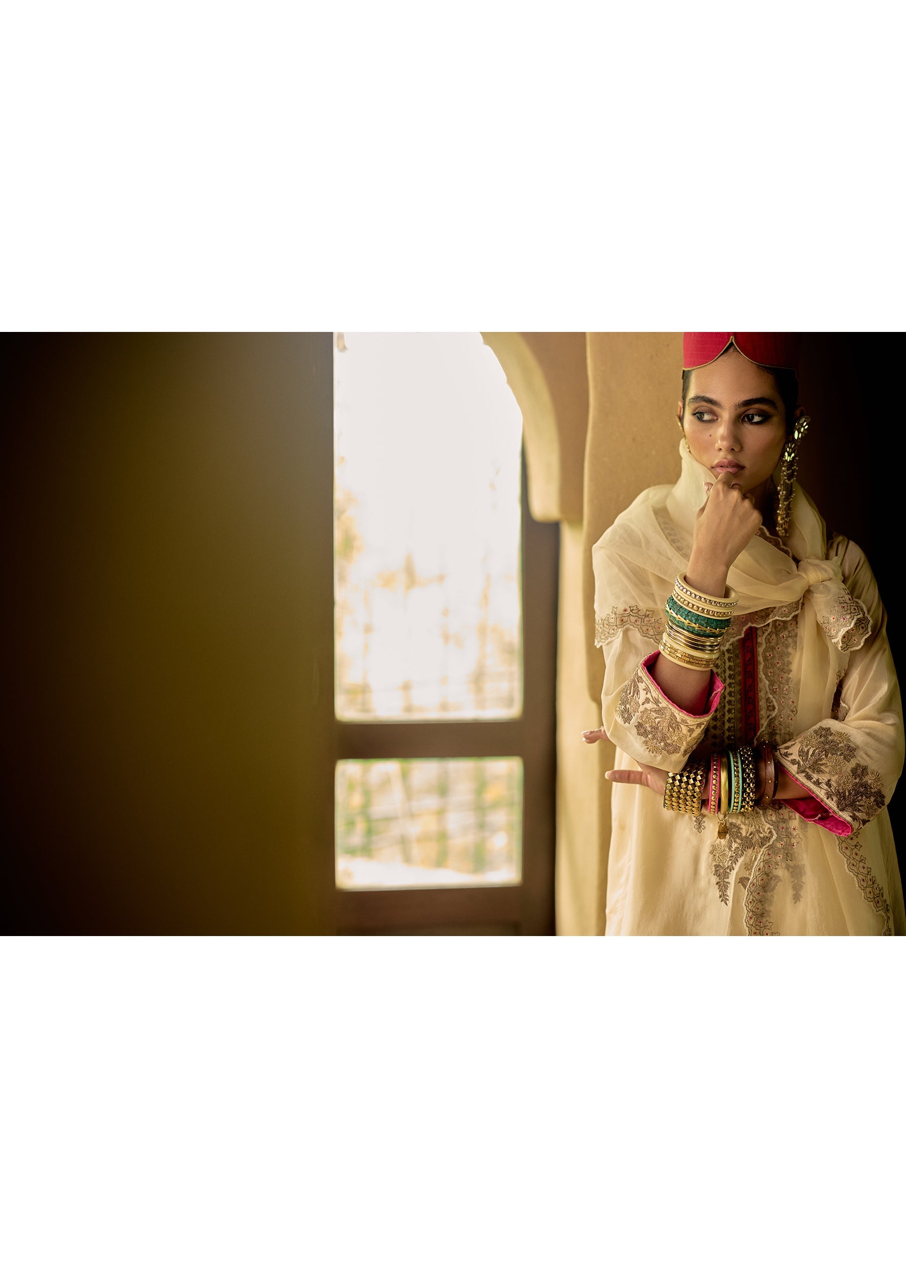 Nisbat Ivory Silk Dori Kurta Set