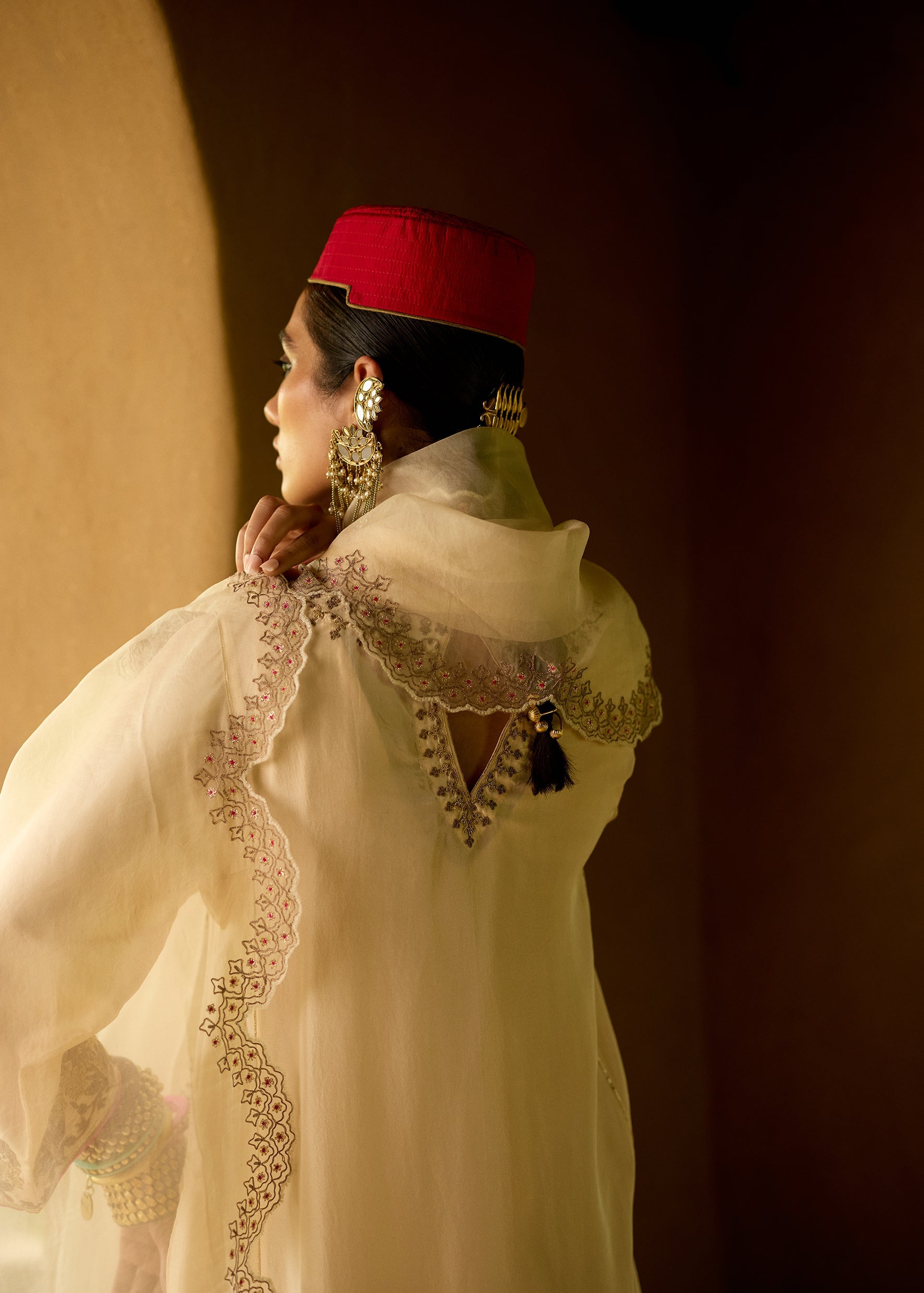 Nisbat Ivory Silk Dori Kurta Set