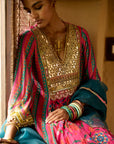 Nisbat Hot Pink Mirror Yoke Kurta Set