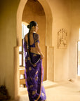 Nisbat Purple Organza Bouquet Saree Set