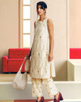 NILOUFER IVORY SCALLOP EMBROIDERY KURTA SET