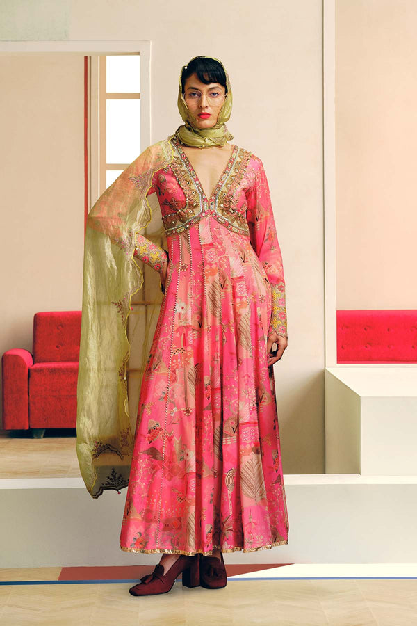 NILOUFER ROSE PINK GULRANG ANARKALI SET