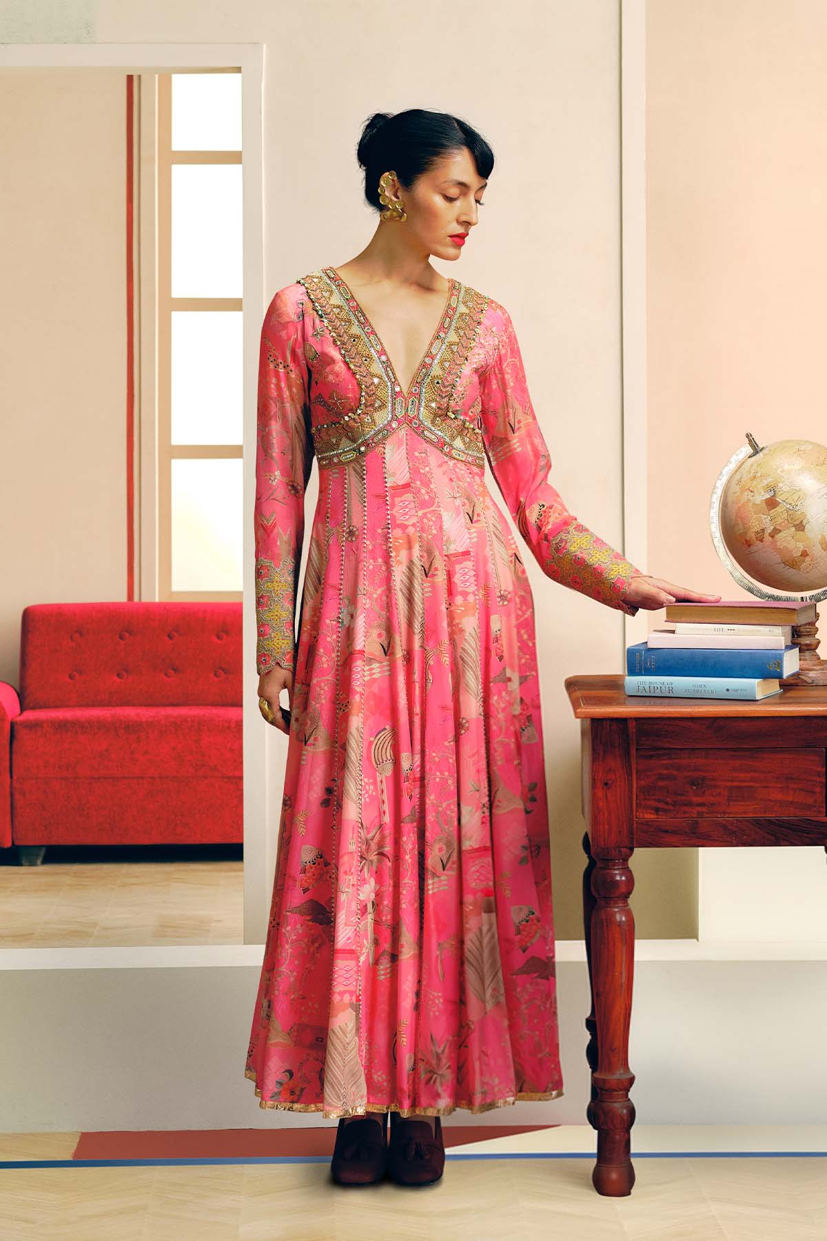 NILOUFER ROSE PINK GULRANG ANARKALI SET