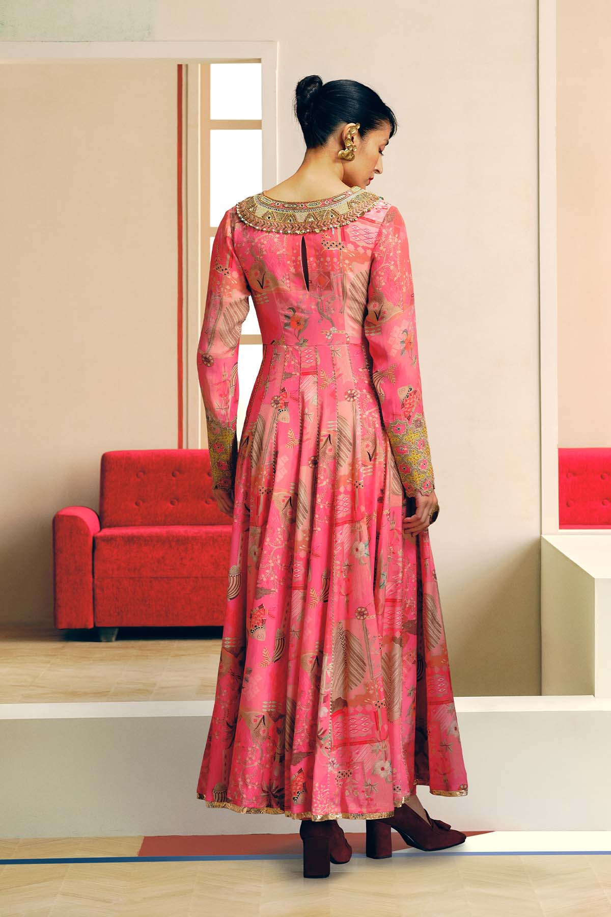 NILOUFER ROSE PINK GULRANG ANARKALI SET