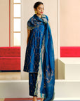 NILOUFER DEEP TEAL SCALLOP EMBROIDERY KURTA SET