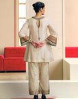 NILOUFER IVORY SHORT SIDE KALI KURTA SET