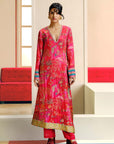 NILOUFER RED-MAGENTA GULRANG ASYMMETRICAL KURTA SET