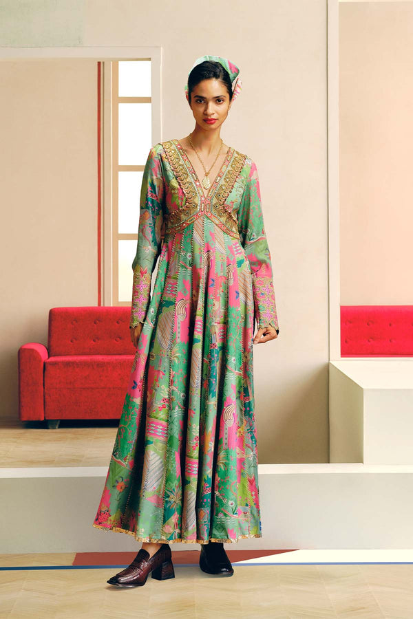 NILOUFER GREEN GULRANG ANARKALI SET