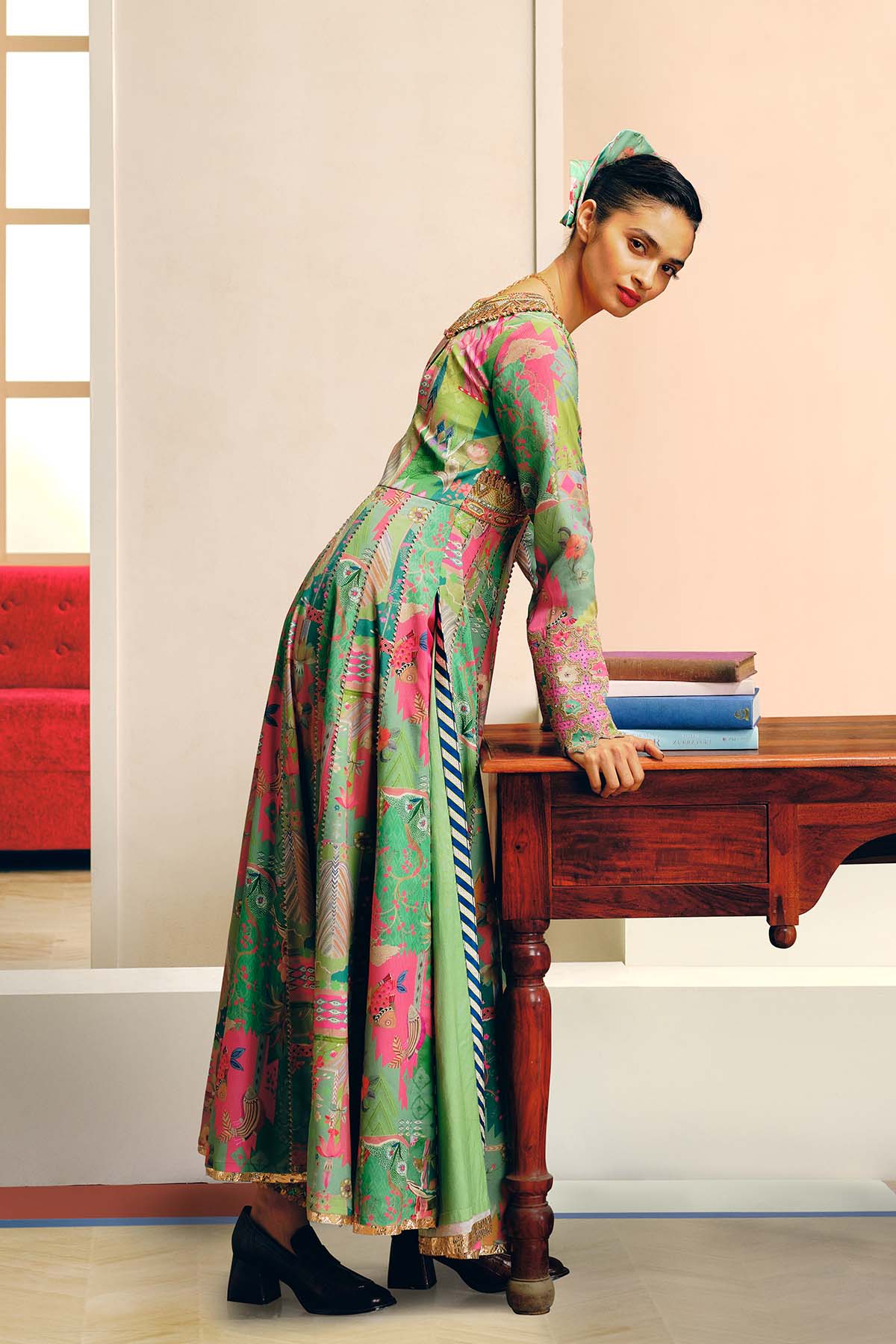 NILOUFER GREEN GULRANG ANARKALI SET