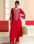 NILOUFER RED GULTARA PRINTED KURTA SET