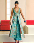 NILOUFER BLUE GULRANG PRINT HIGHLIGHT KURTA SET