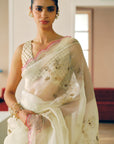 NILOUFER IVORY FLOWER BOOTAS SAREE SET