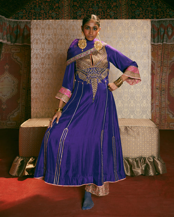 Reejh Purple Side Kali Kurta Set